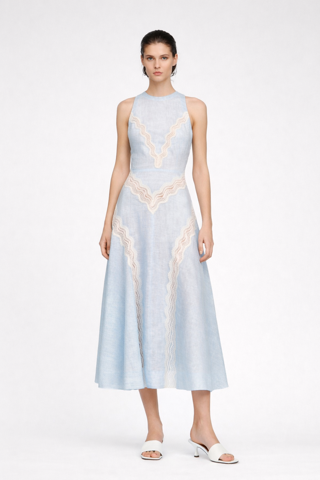 Robe longue à détails bleu pour femme - Sandro