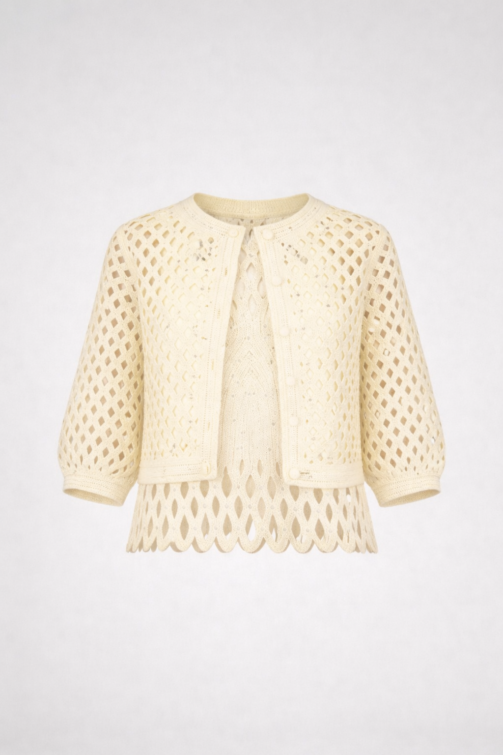 Robe midi en crochet strassé avec son gilet - MAJE