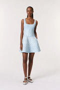 Robe courte en maille jacquard bleu - Maje