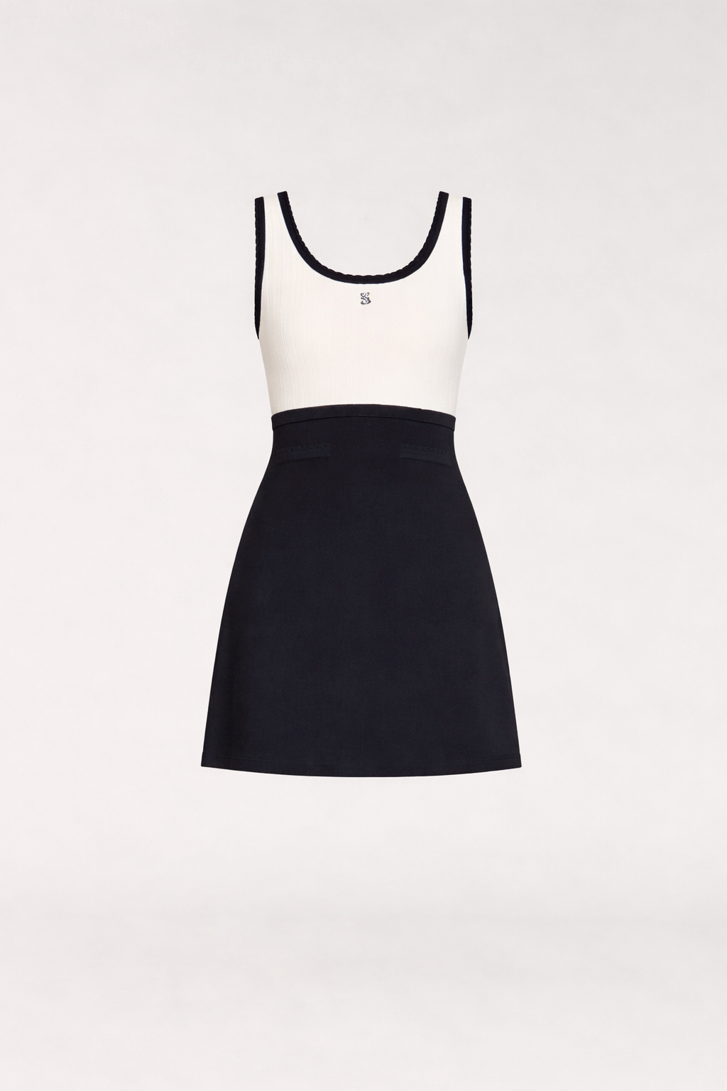 Robe courte en maille bicolore