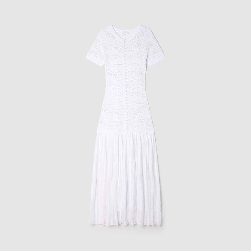 Robe longue en maille perlée